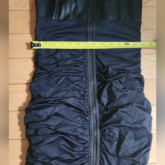 LA PINA by DAVID HELVANI mini bodycon dress, full zipper, leather top in size M - Picture 5 of 10